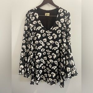 Show Me Your MuMu Black and White Patterned Blouse